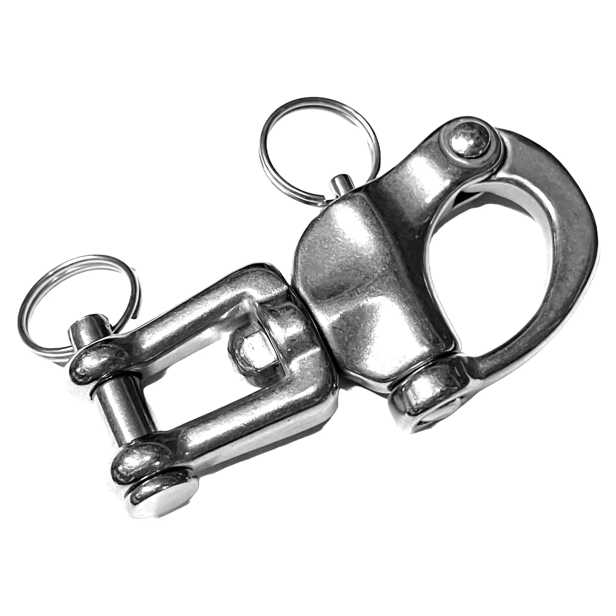 Niroschnappschäkel mit Wirbel und Bolzen Maulweite 12 mm