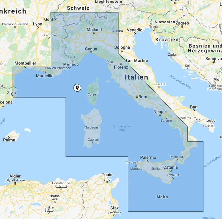 BlueChart G3 Vision regular VEU012R Mediterranean Sea, Central West