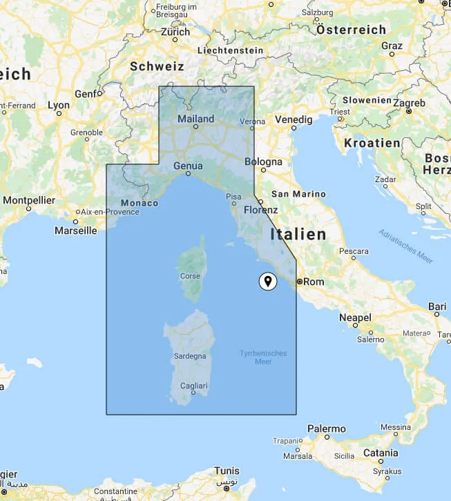 BlueChart G3 Vision small VEU451S Ligurian Sea, Corsica and Sardinia