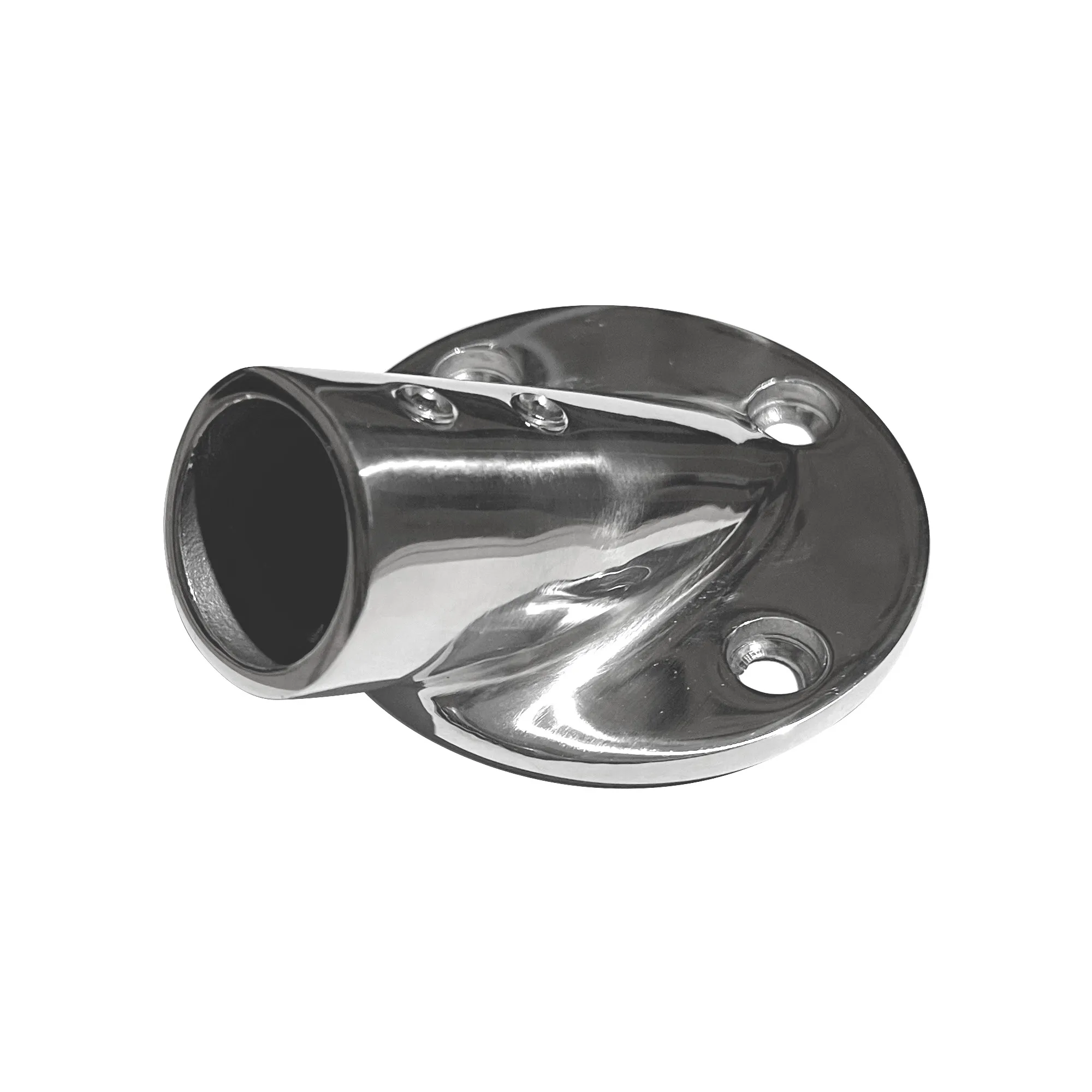 Handrelingfuß Niro Grundplatte Ø 63 mm Winkel 30° Rohr Ø 22 mm