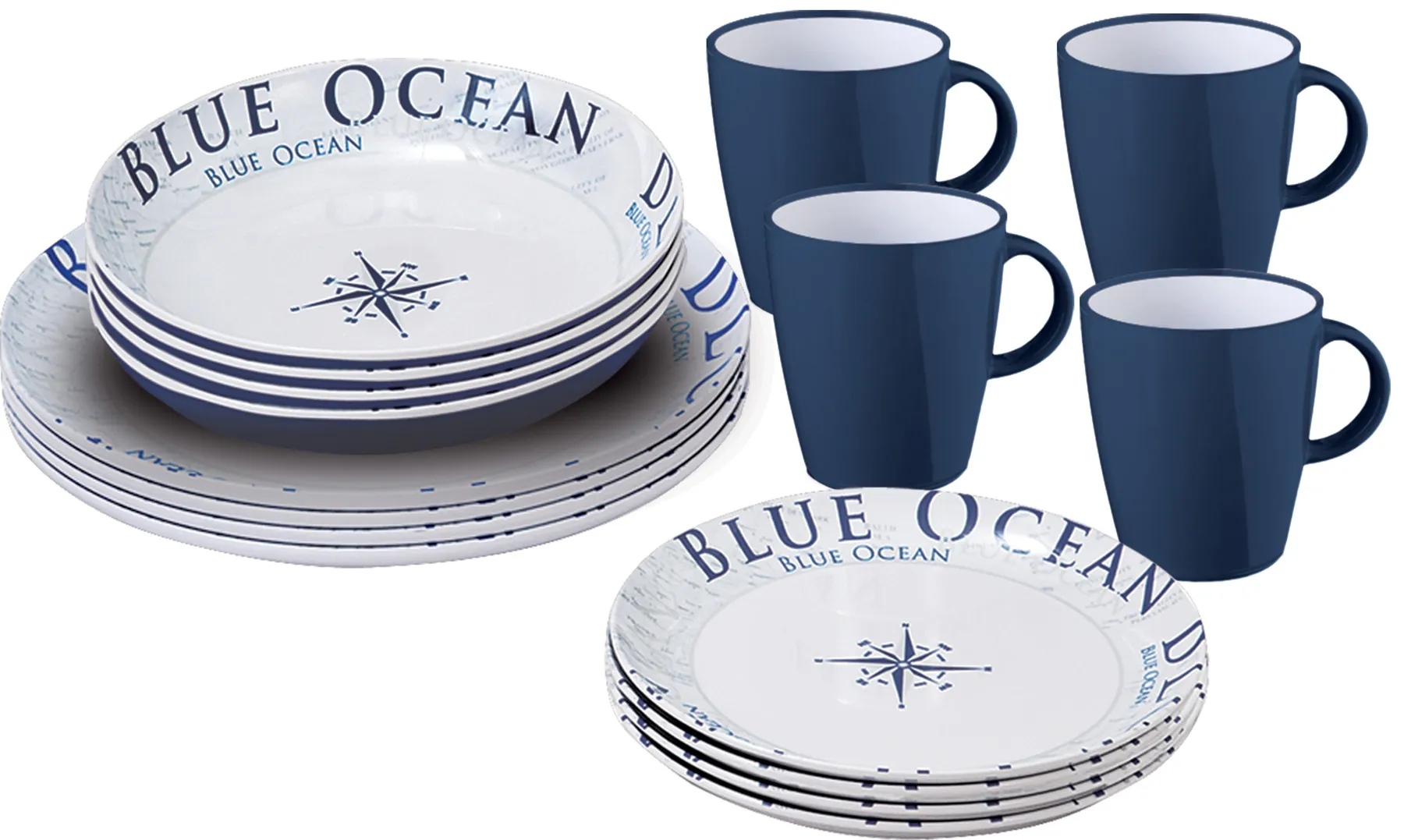 Bootsgeschirr Blue Ocean Lunch Set 16-teilig