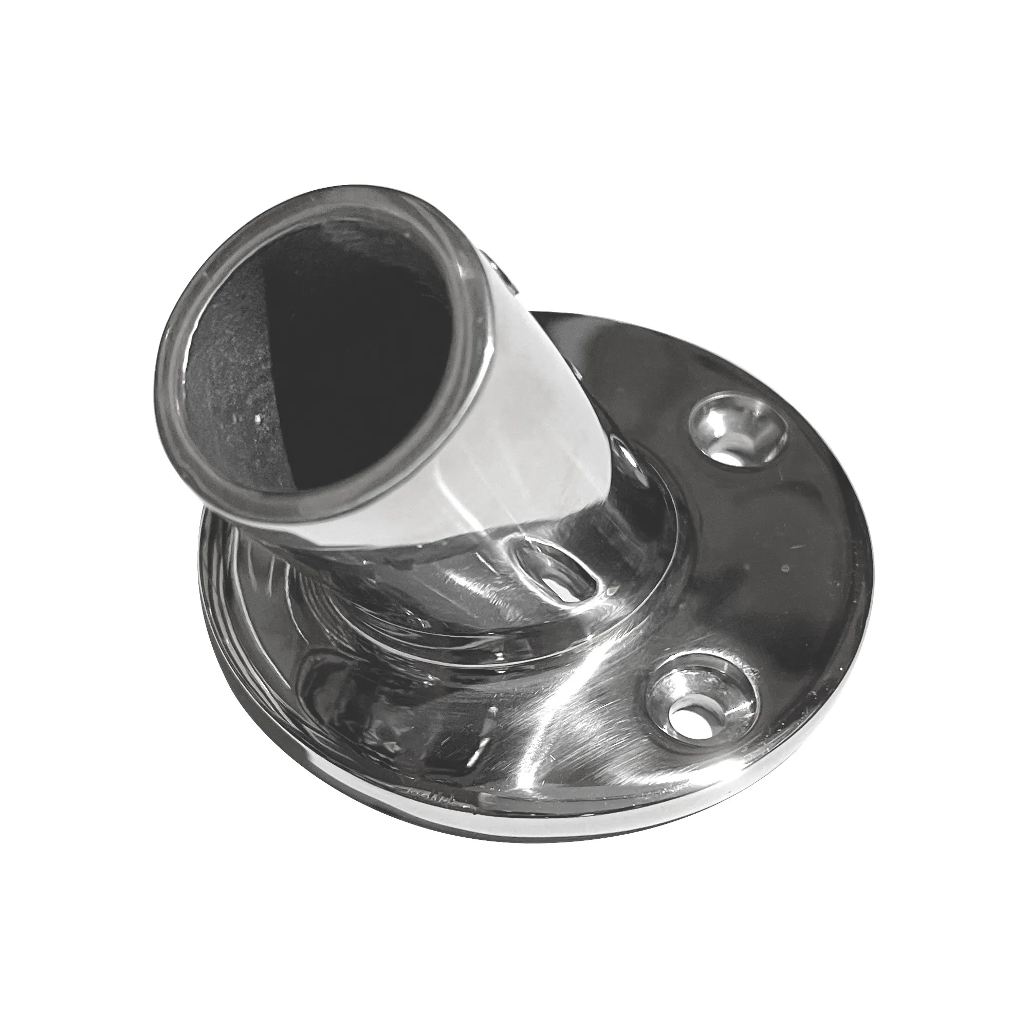 Handrelingfuß Niro Grundplatte Ø 63 mm Winkel 60° Rohr Ø 25 mm
