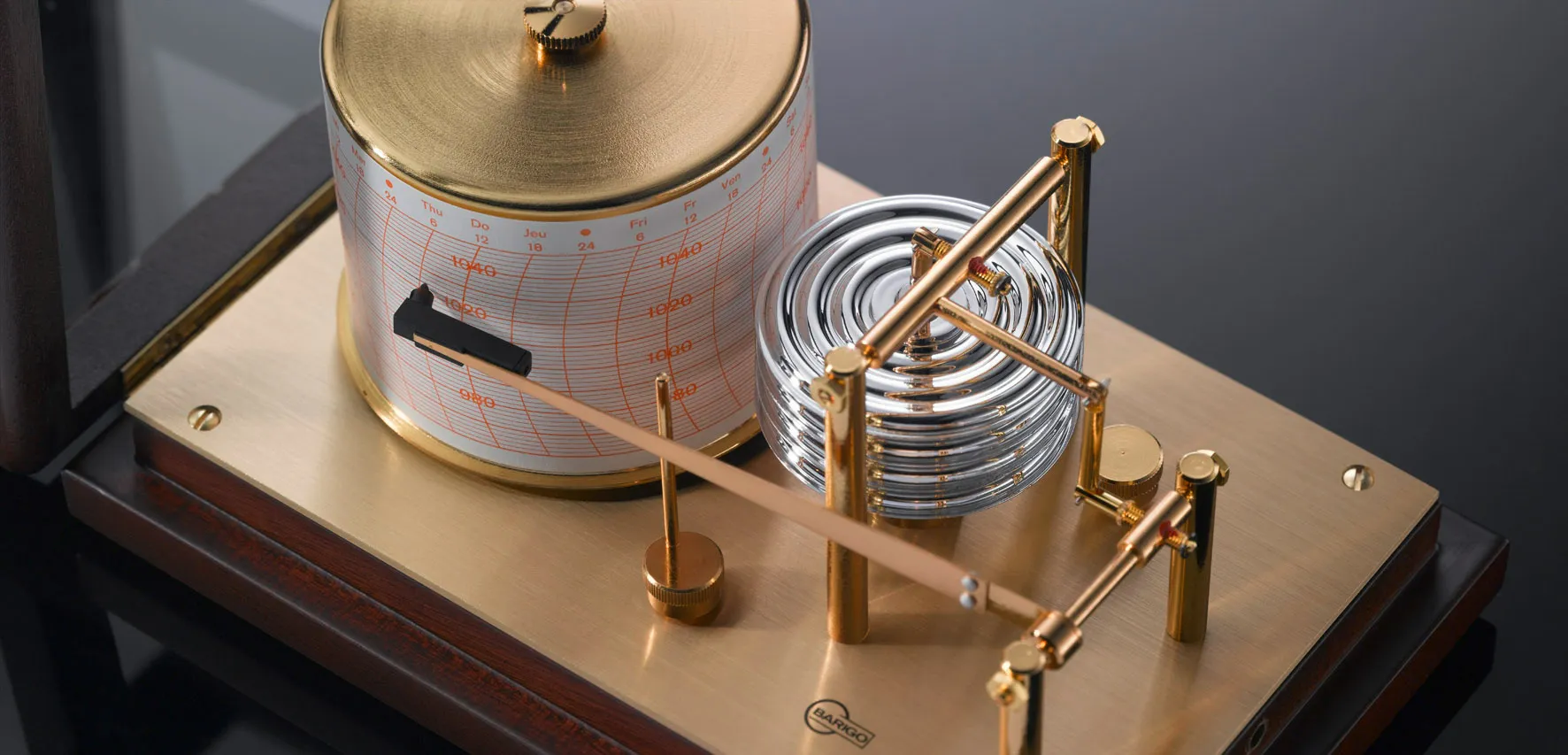 Barograph mechanisch Mahagoni