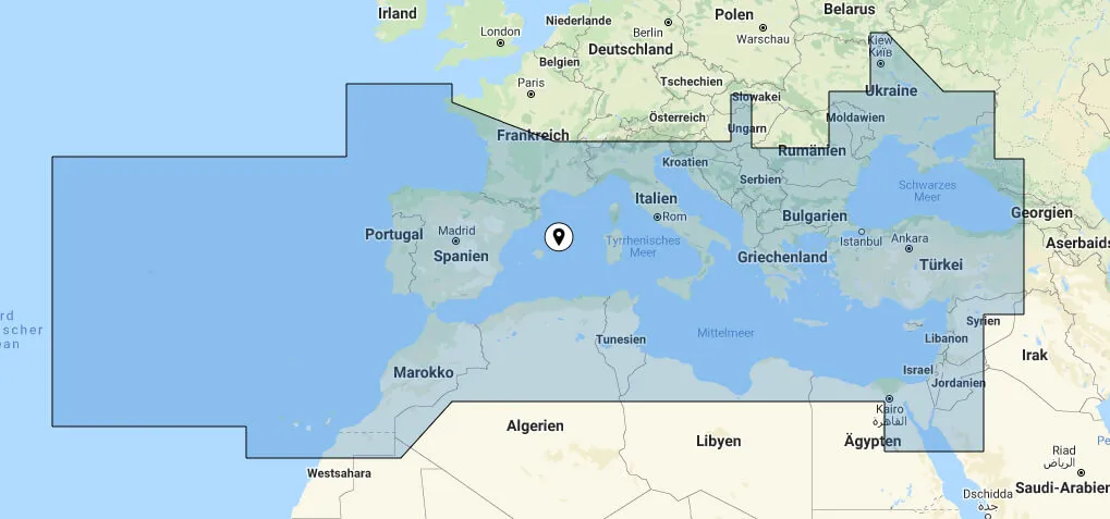 BlueChart G3 Vision large VEU723L Southern Europe